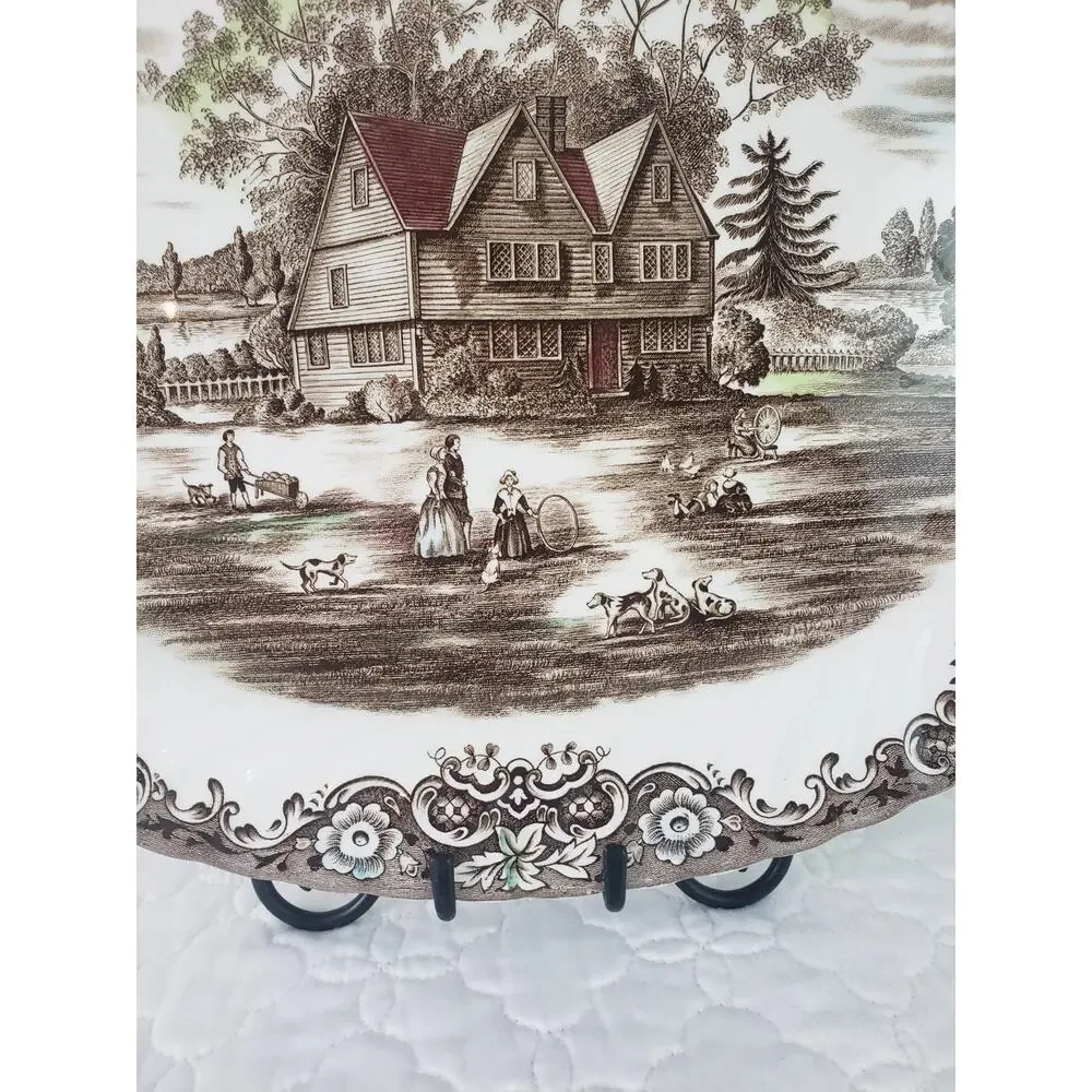 Johnson Brothers Heritage Hall Colonial Overhang Oval Serving Platter Tray